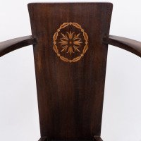 M H Baillie Scott A Pair of Arts & Crafts Armchairs With Foliate & Ribbon Inlays - Thumbnail 9