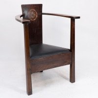 M. H. Baillie Scott a Pair of Arts & Crafts Armchairs With Foliate & Ribbon Inlays - Thumbnail 12