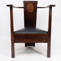 M H Baillie Scott A Pair of Arts & Crafts Armchairs With Foliate & Ribbon Inlays - Thumbnail 17