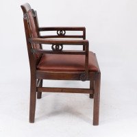 Sir Frank Brangwyn Attributed, Pair of Arts & Crafts Mahogany Armchairs Chinese Style - Thumbnail 6