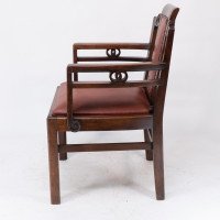 Sir Frank Brangwyn Attributed, Pair of Arts & Crafts Mahogany Armchairs Chinese Style - Thumbnail 7