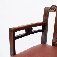 Sir Frank Brangwyn Attributed, Pair of Arts & Crafts Mahogany Armchairs Chinese Style - Thumbnail 8