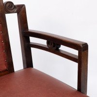 Sir Frank Brangwyn Attributed, Pair of Arts & Crafts Mahogany Armchairs Chinese Style - Thumbnail 10