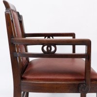 Sir Frank Brangwyn Attributed, Pair of Arts & Crafts Mahogany Armchairs Chinese Style - Thumbnail 11
