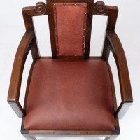 Sir Frank Brangwyn Attributed, Pair of Arts & Crafts Mahogany Armchairs Chinese Style - Thumbnail 13