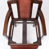 Sir Frank Brangwyn Attributed, Pair of Arts & Crafts Mahogany Armchairs Chinese Style - Thumbnail 14