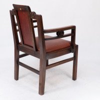 Sir Frank Brangwyn Attributed, Pair of Arts & Crafts Mahogany Armchairs Chinese Style - Thumbnail 15
