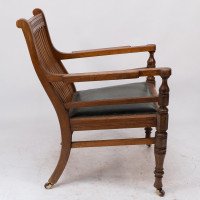 James Peddle Attributed, an Aesthetic Movement Oak Armchair with Serpentine Shaped Back - Thumbnail 4