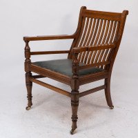James Peddle Attributed, an Aesthetic Movement Oak Armchair with Serpentine Shaped Back - Thumbnail 3