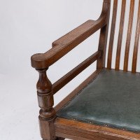 James Peddle Attributed, an Aesthetic Movement Oak Armchair with Serpentine Shaped Back - Thumbnail 6