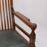 James Peddle Attributed, an Aesthetic Movement Oak Armchair with Serpentine Shaped Back - Thumbnail 8