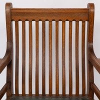 James Peddle, attributed. An Aesthetic Movement Oak Armchair with Serpentine Shaped Back - Thumbnail 9