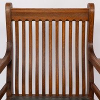 James Peddle Attributed, Aesthetic Movement Oak Armchair with Serpentine Shaped Back - Thumbnail 9