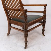 James Peddle Attributed, an Aesthetic Movement Oak Armchair with Serpentine Shaped Back - Thumbnail 11