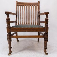 James Peddle Attributed, an Aesthetic Movement Oak Armchair with Serpentine Shaped Back - Thumbnail 13