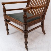 James Peddle Attributed, an Aesthetic Movement Oak Armchair with Serpentine Shaped Back - Thumbnail 15