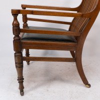 James Peddle Attributed, an Aesthetic Movement Oak Armchair with Serpentine Shaped Back - Thumbnail 16