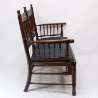 Bruce Talbert, attributed. An Aesthetic Movement Upholstered Love or Twin Window Seat - Thumbnail 4