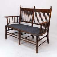 Bruce Talbert, attributed. An Aesthetic Movement Upholstered Love or Twin Window Seat - Thumbnail 3