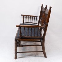 Bruce Talbert, attributed. An Aesthetic Movement Upholstered Love or Twin Window Seat - Thumbnail 5