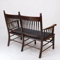 Bruce Talbert Attributed, an Aesthetic Movement Upholstered Love or Twin Window Seat - Thumbnail 17