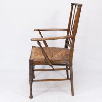Liberty & Co. Attributed, Egyptian Style Thebes Armchair Original Rush Seated Armchair - Thumbnail 4