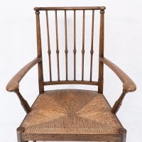 Liberty & Co., Egyptian attributed. Style Thebes Armchair Original Rush Seated Armchair - Thumbnail 6