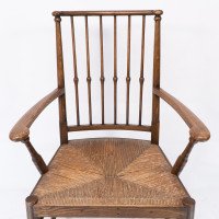 Liberty & Co. Attributed, Egyptian Style Thebes Armchair Original Rush Seated Armchair - Thumbnail 6