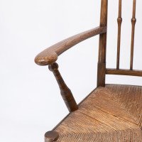 Liberty & Co. Attributed, Egyptian Style Thebes Armchair Original Rush Seated Armchair - Thumbnail 8