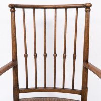 Liberty & Co. Attributed, Egyptian Style Thebes Armchair Original Rush Seated Armchair - Thumbnail 7