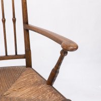 Liberty & Co. Attributed, Egyptian Style Thebes Armchair Original Rush Seated Armchair - Thumbnail 10