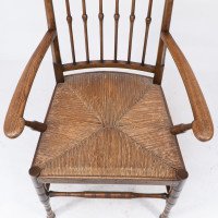 Liberty & Co. Attributed, Egyptian Style Thebes Armchair Original Rush Seated Armchair - Thumbnail 9