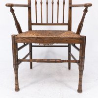Liberty & Co. Attributed, Egyptian Style Thebes Armchair Original Rush Seated Armchair - Thumbnail 14