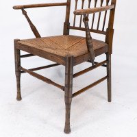 Liberty & Co. Attributed, Egyptian Style Thebes Armchair Original Rush Seated Armchair - Thumbnail 15
