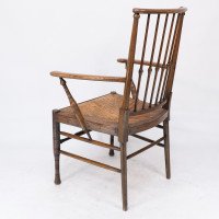 Liberty & Co., Egyptian attributed. Style Thebes Armchair Original Rush Seated Armchair - Thumbnail 18