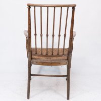 Liberty & Co., Egyptian attributed. Style Thebes Armchair Original Rush Seated Armchair - Thumbnail 19