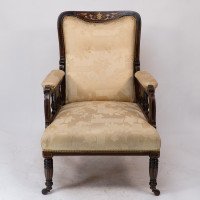 Stephen Webb for Collinson & Lock Attributed. Late Victorian Inlaid Mahogany Armchair - Thumbnail 2