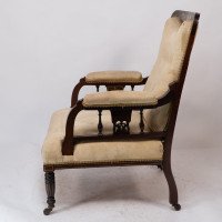Stephen Webb for Collinson & Lock Attributed. Late Victorian Inlaid Mahogany Armchair - Thumbnail 5