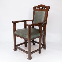 Heal and Son, attributed, Arts & Crafts Oak Six Legged Armchair - Thumbnail 3