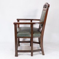 Heal and Son, attributed, Arts & Crafts Oak Six Legged Armchair - Thumbnail 5