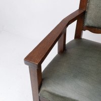 Heal and Son, attributed, Arts & Crafts Oak Six Legged Armchair - Thumbnail 9