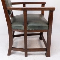 Heal and Son, attributed, Arts & Crafts Oak Six Legged Armchair - Thumbnail 12