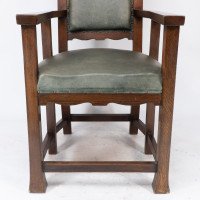 Heal and Son, attributed, Arts & Crafts Oak Six Legged Armchair - Thumbnail 14