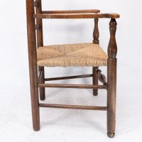 C. R. Ashbee attr. Arts & Crafts Oak ladder back Armchair with re-rushed seat - Thumbnail 11