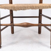 C. R. Ashbee attr. Arts & Crafts Oak ladder back Armchair with re-rushed seat - Thumbnail 14