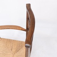C. R. Ashbee attr. Arts & Crafts Oak ladder back Armchair with re-rushed seat - Thumbnail 17