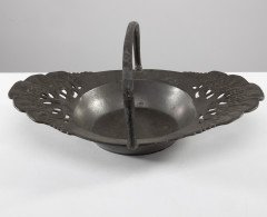 Urania. Art Nouveau Pewter Fruit Bowl with a Loop Handle Floral Decoration - Thumbnail 4