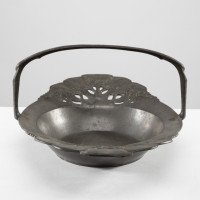 Urania. Art Nouveau Pewter Fruit Bowl with a Loop Handle Floral Decoration - Thumbnail 5