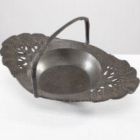 Urania. Art Nouveau Pewter Fruit Bowl with a Loop Handle Floral Decoration - Thumbnail 6