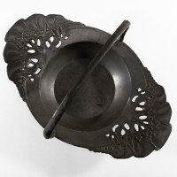 Urania. Art Nouveau Pewter Fruit Bowl with a Loop Handle Floral Decoration - Thumbnail 12